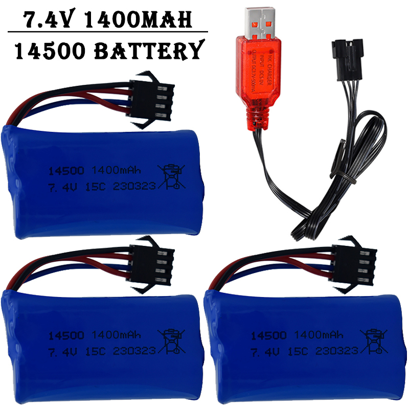 Rc Helicopter Parts - 7.4V 1400mAh 14500 Lithium-Ion Battery/With SM4P