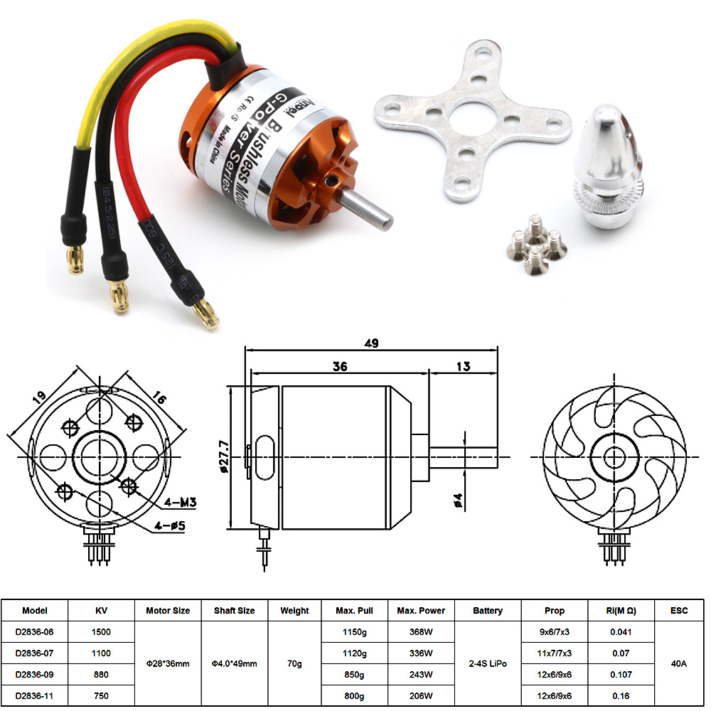 RC Motor D2836 750KV 1500KV 88 - đánh giá và giá Rc Helicopter Motor